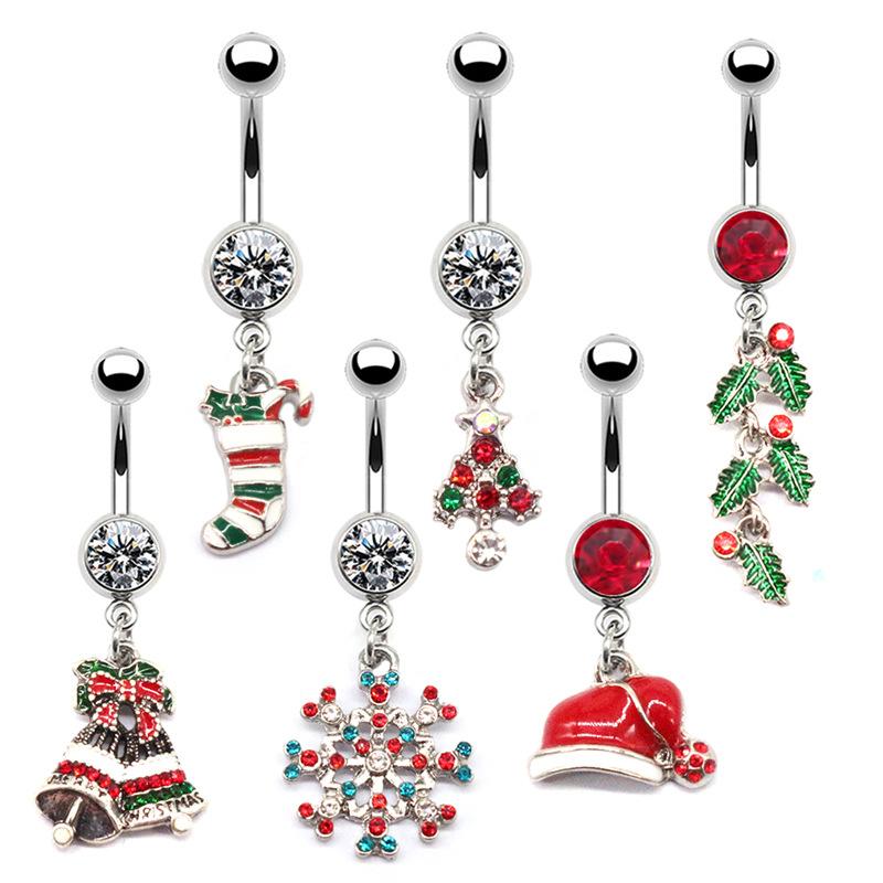 Body Jewelry Factory - Kerstserie Navelring voor vrouwen Sneeuwvlok Kerstman