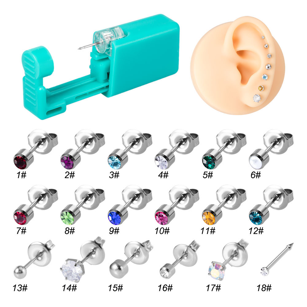 Body Jewelry Factory - 1 st Wegwerp Groene Oor Piercing