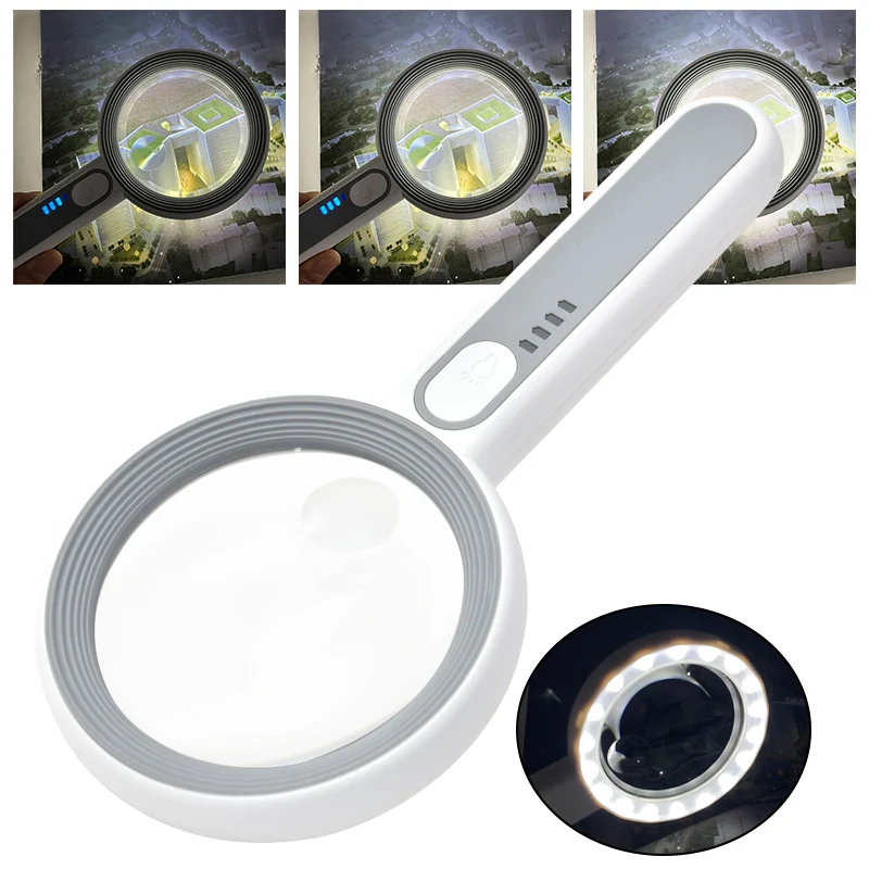 Body Jewelry Websites - Oplaadbare handloep 12X LED-verlicht leesglas 3