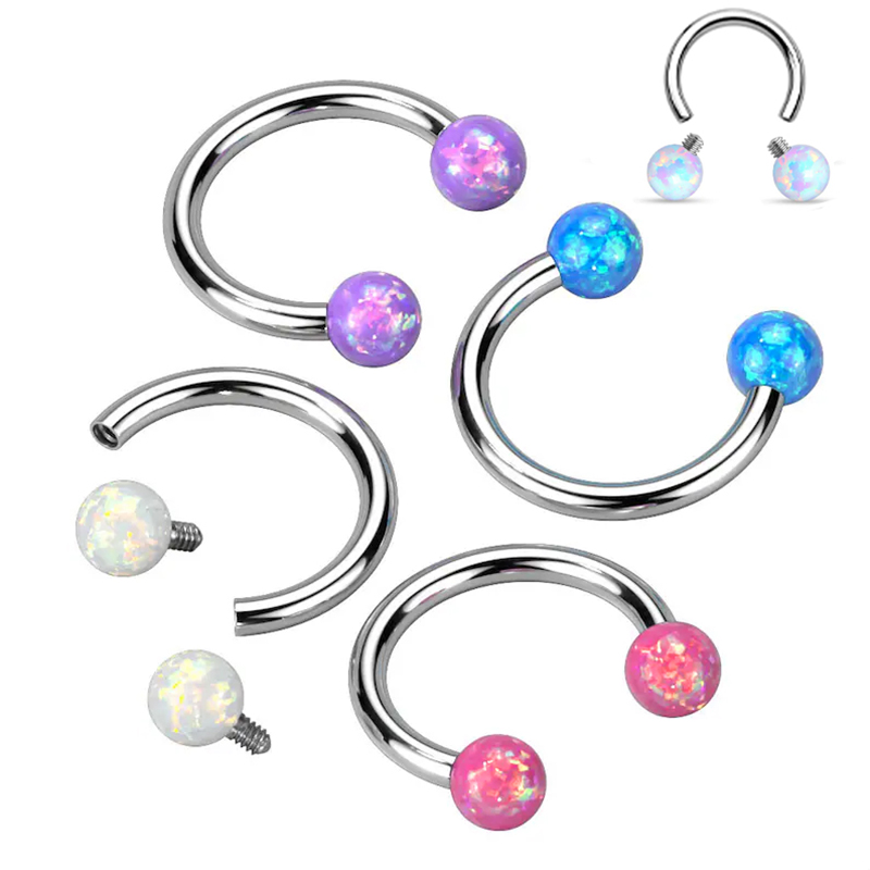 Rook Curved Barbell - Chirurgisch Staal Opaal Hoefijzerneus Ring Septum