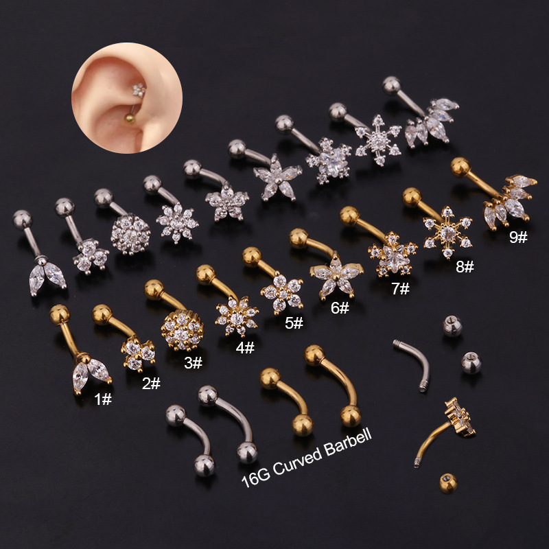 Rook Curved Barbell - 1Pc 1.2x8mm Wenkbrauw Daith Knus Ring