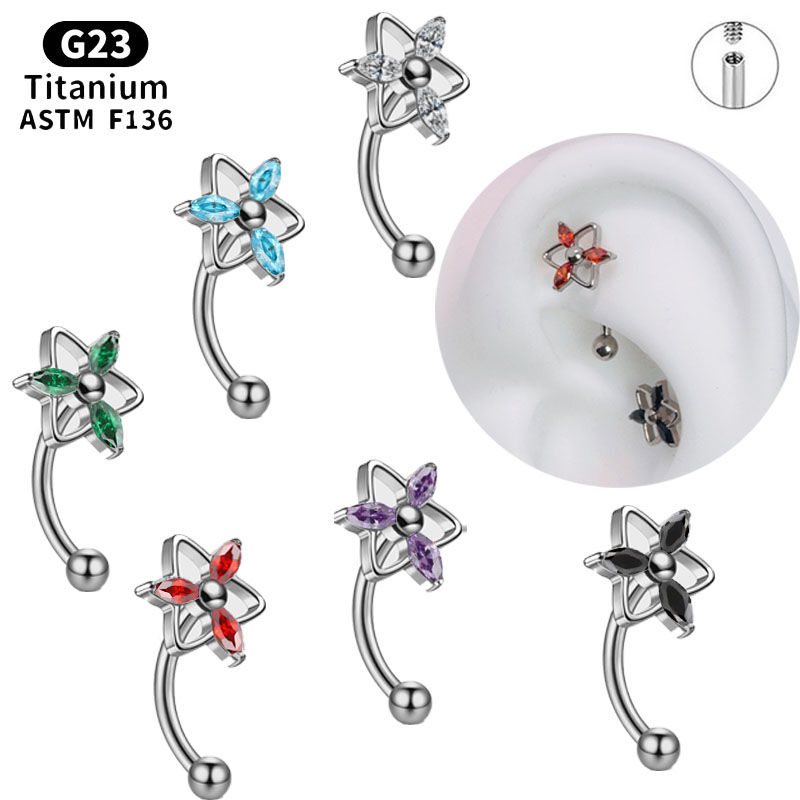 Rook Curved Barbell - NORYAN ASTM F136 Titanium Trinity Geometrische