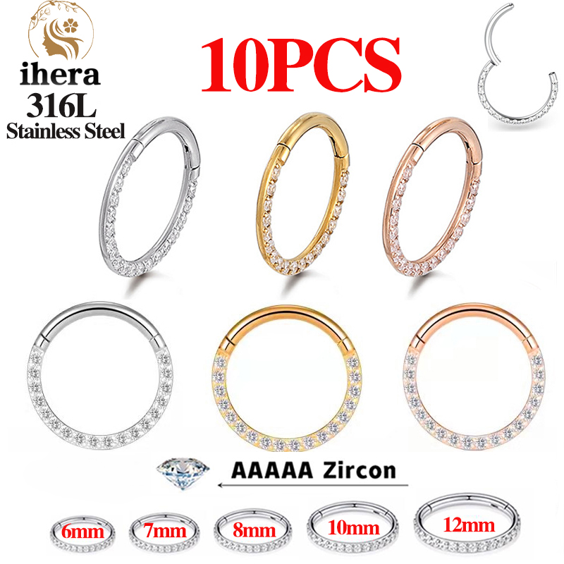 Body Jewelry Septum - 1/10PCS Rvs Neuspiercings Septum Clicker CZ