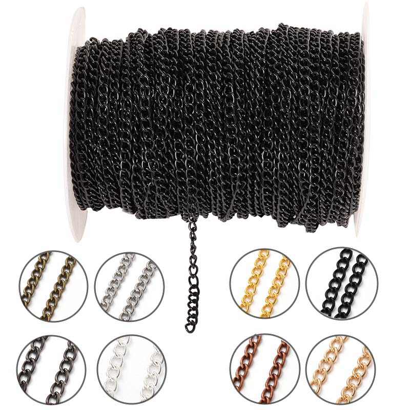 Body Jewelry Beach - 2Meter 2.5/3.5/4.5mm Metalen Platte Ovale Verlengketting