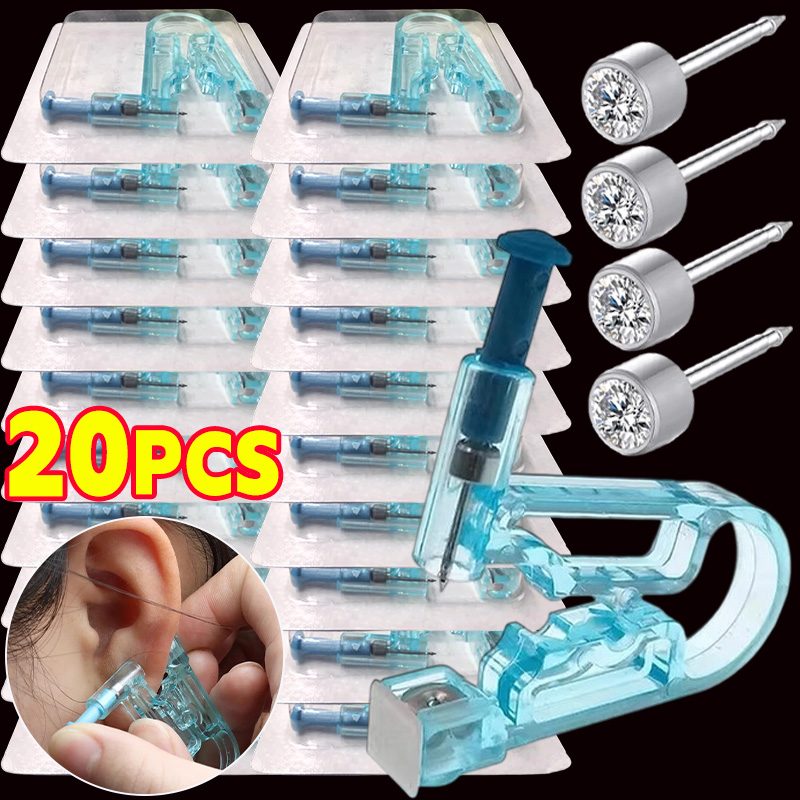 Body Jewelry Factory - 1/20 Stuks Blauw Wegwerp Oor Piercing