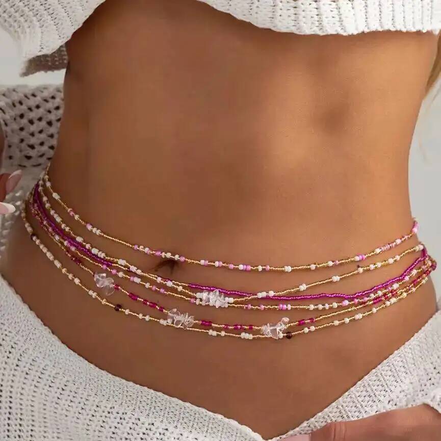 Body Jewelry Waist Chains - SHIXIN 6-delige set Boho kleurrijke rijstkorrel
