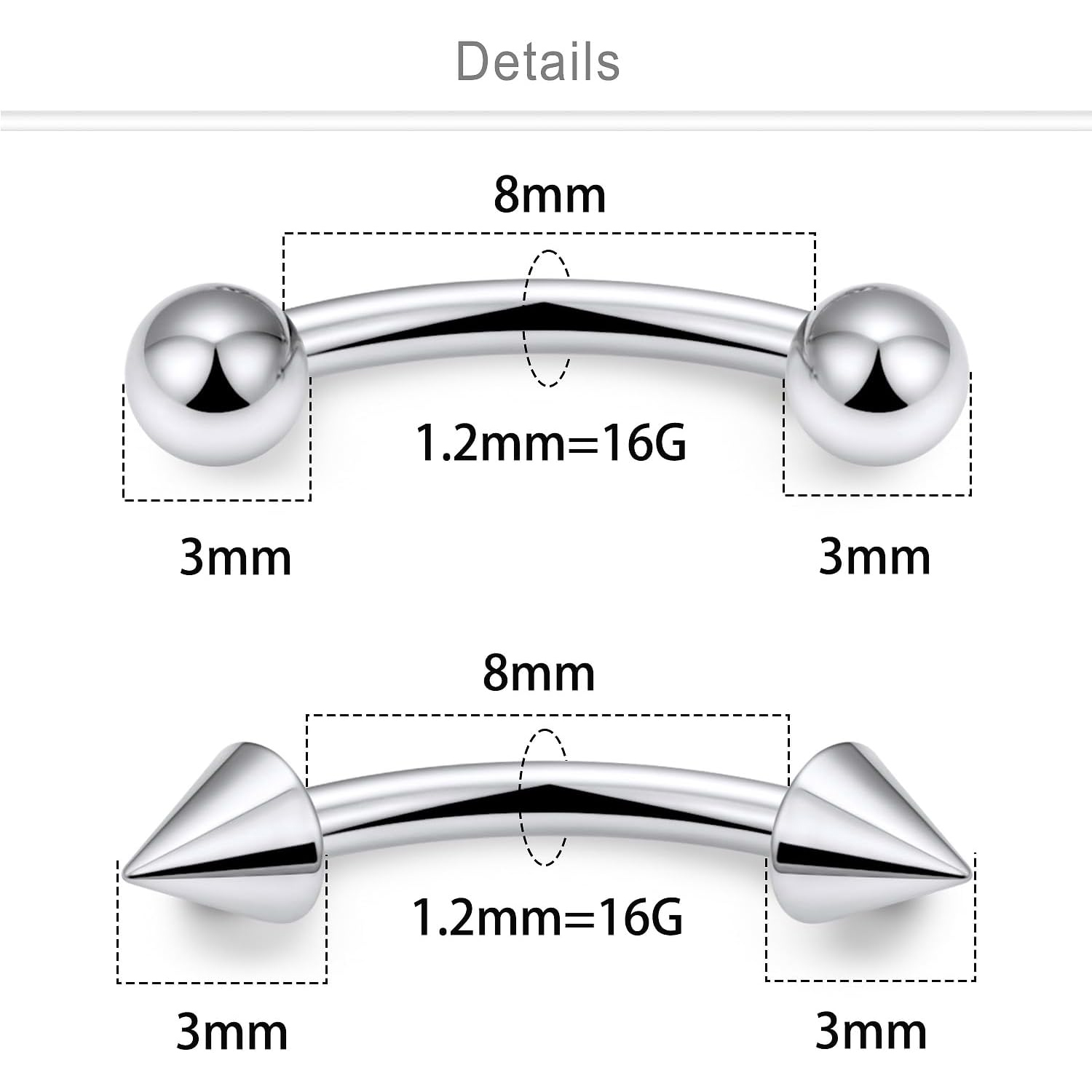 4pcs Set Titanium gebogen Barb - Rook Curved Barbell recensie en prijs